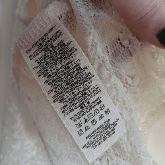 Free People Sweet Thang Cross Back Lace Panel Long Sleeve Size Medium - Picture 10 of 10